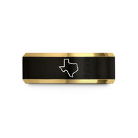 couples matching ring set – black & gold tungsten texas state wedding band