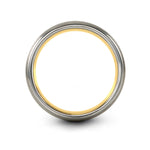 best present for wife – bee lavender sprig engraving on gold & gray tungsten wedding band