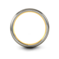 best present for wife – bee lavender sprig engraving on gold & gray tungsten wedding band