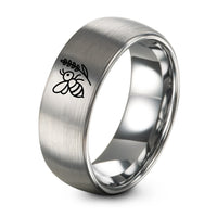 Women Birthday Gift Ideas – silver tungsten bee lavender sprig ring