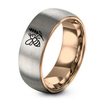 Women Birthday Gift Ideas – rose gold & gray tungsten bee lavender sprig ring