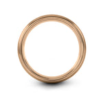 thoughtful present for her – bee lavender sprig engraving on rose gold & gray tungsten wedding band