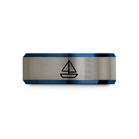 creative present ideas her – black & blue & gray tungsten dinghy sailboat wedding band