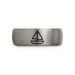 thoughtful presents for her – black & silver tungsten dinghy sailboat wedding band