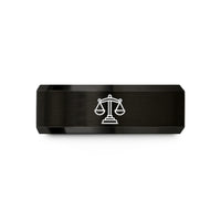 unique birthday presents – black tungsten scales of justice wedding band