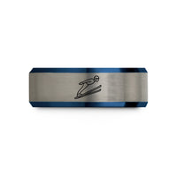best presents for her – black & blue & silver tungsten ski jumper flight wedding band
