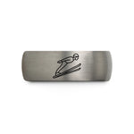 unique surprise for her – black & silver tungsten ski jumper flight wedding band