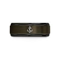 unique present for her – gunmetal & black tungsten admiralty anchor rope wedding band