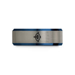 unique presents for her – black & blue & silver tungsten artemis bow wedding band