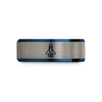 thoughtful presents for her – black & blue & gray tungsten orbiter shuttle wedding band