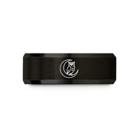 top presents for ladies – black tungsten owl crescent wedding band