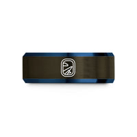 matching tungsten wedding bands – gunmetal & blue tungsten airplane window wedding band