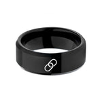 matching bands for him – black tungsten chain link wedding band