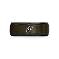 engraved rings for her – gunmetal & black tungsten chain link wedding band