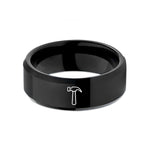 custom engraved rings her – black tungsten hammer wedding band