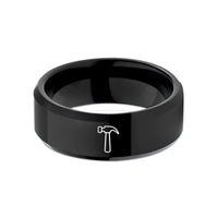 custom engraved rings her – black tungsten hammer wedding band