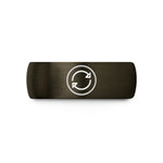 engraved ring for him – gunmetal & black tungsten repeat sign wedding band