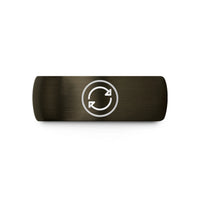 engraved ring for him – gunmetal & black tungsten repeat sign wedding band