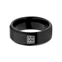 men wedding ring style – black tungsten stack bond grid wedding band