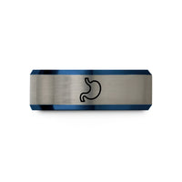 comfort fit ring band – blue & gray tungsten stomach wedding band
