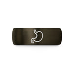 comfort fit ring band – gunmetal & blue tungsten stomach wedding band