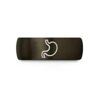 comfort fit ring band – gunmetal & blue tungsten stomach wedding band