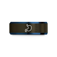 comfort fit ring band – gunmetal & blue tungsten stomach wedding band