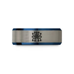 presents for female friends – blue & silver tungsten circuit board traces wedding band