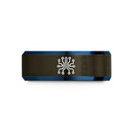 unique present ideas her – gunmetal & blue tungsten circuit board traces wedding band