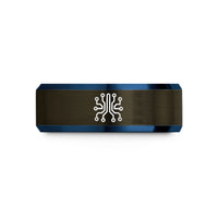unique present ideas her – gunmetal & blue tungsten circuit board traces wedding band