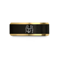 unique presents for her – black & gold tungsten women holding wedding band