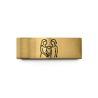 meaningful tokens for ladies – gold tungsten women holding wedding band