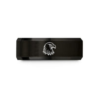unique rings for couples – black tungsten bald eagle wedding band