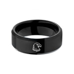 engraved rings for her – black tungsten bald eagle wedding band