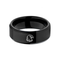 engraved rings for her – black tungsten bald eagle wedding band