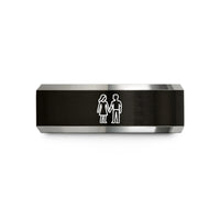 engraved promise ring her – black & grey tungsten couple holding hands wedding band