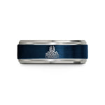 best present for her – blue & gray tungsten barcelona skyline wedding band