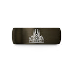 unique presents for her – gunmetal & blue tungsten barcelona skyline wedding band