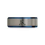 personalized jewelry for her – black & blue & silver tungsten hockey slap wedding band