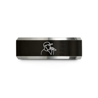 unique rings for her – black & gray tungsten rapper handheld mic wedding band