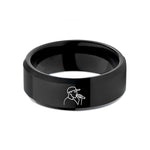 birthday present rings – black tungsten rapper handheld mic wedding band
