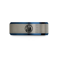 personalized jewelry for her – black & blue & gray tungsten tree moon wedding band