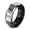 Fire Boat – Tungsten Wedding Band, 8 mm, Black, Grey Comfort-Fit Unisex