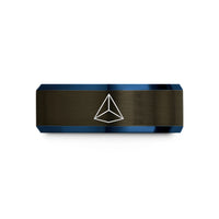 thoughtful presents for her – gunmetal & blue tungsten tetrahedron wedding band