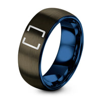 Women Gift Set Birthday – gunmetal & blue tungsten brackets ring