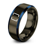unique presents for her – gunmetal & blue tungsten brackets ring