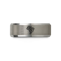 custom engraved rings online – black & gray tungsten triangulated map mesh wedding band