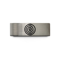 tungsten rings for couples – blue & gray tungsten whirlpool spiral circle wedding band