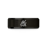 engraved rings for mom – black tungsten boof icon wedding band