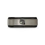 unique present for her – black & gray tungsten chalk line wedding band
